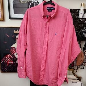 Ralph Lauren Men's Casual Pink Button Down Shirt
